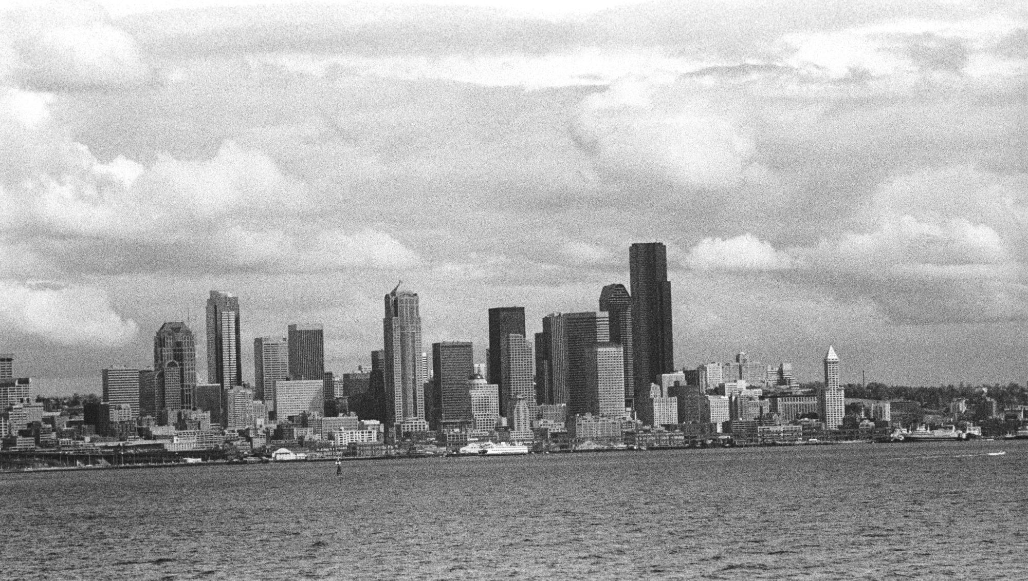 Washington State (Black & White) - Seattle Skyline