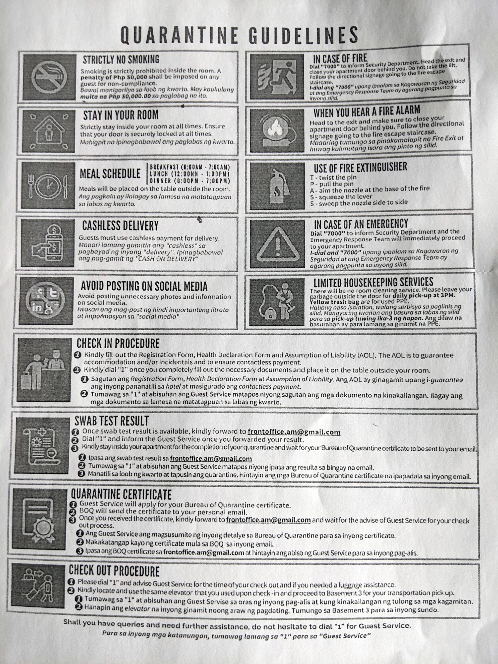 Signs of the Philippines - Quarantine Guidlines