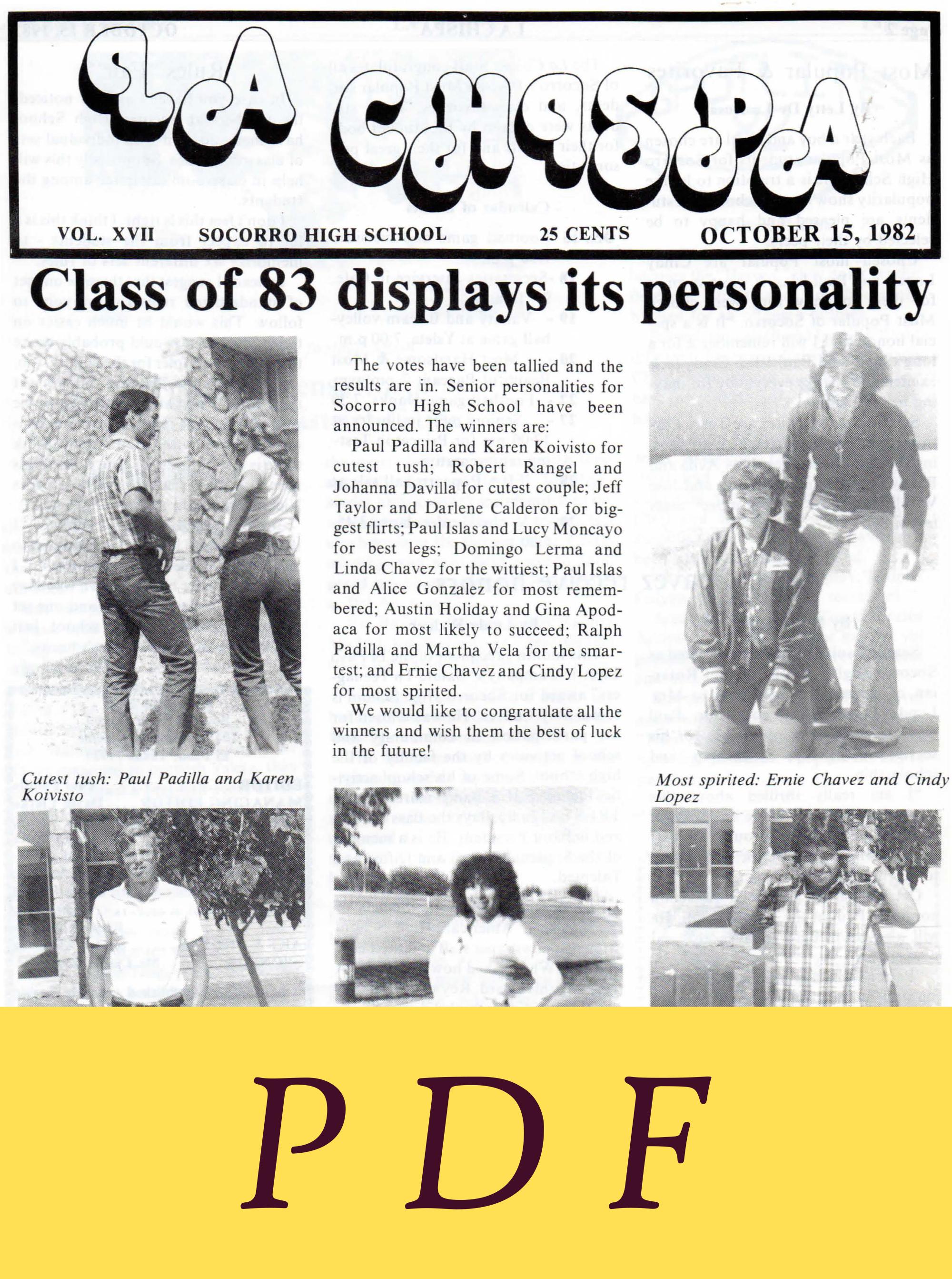Socorro High School Texas (1979-1983) - La Chispa Socorro High School