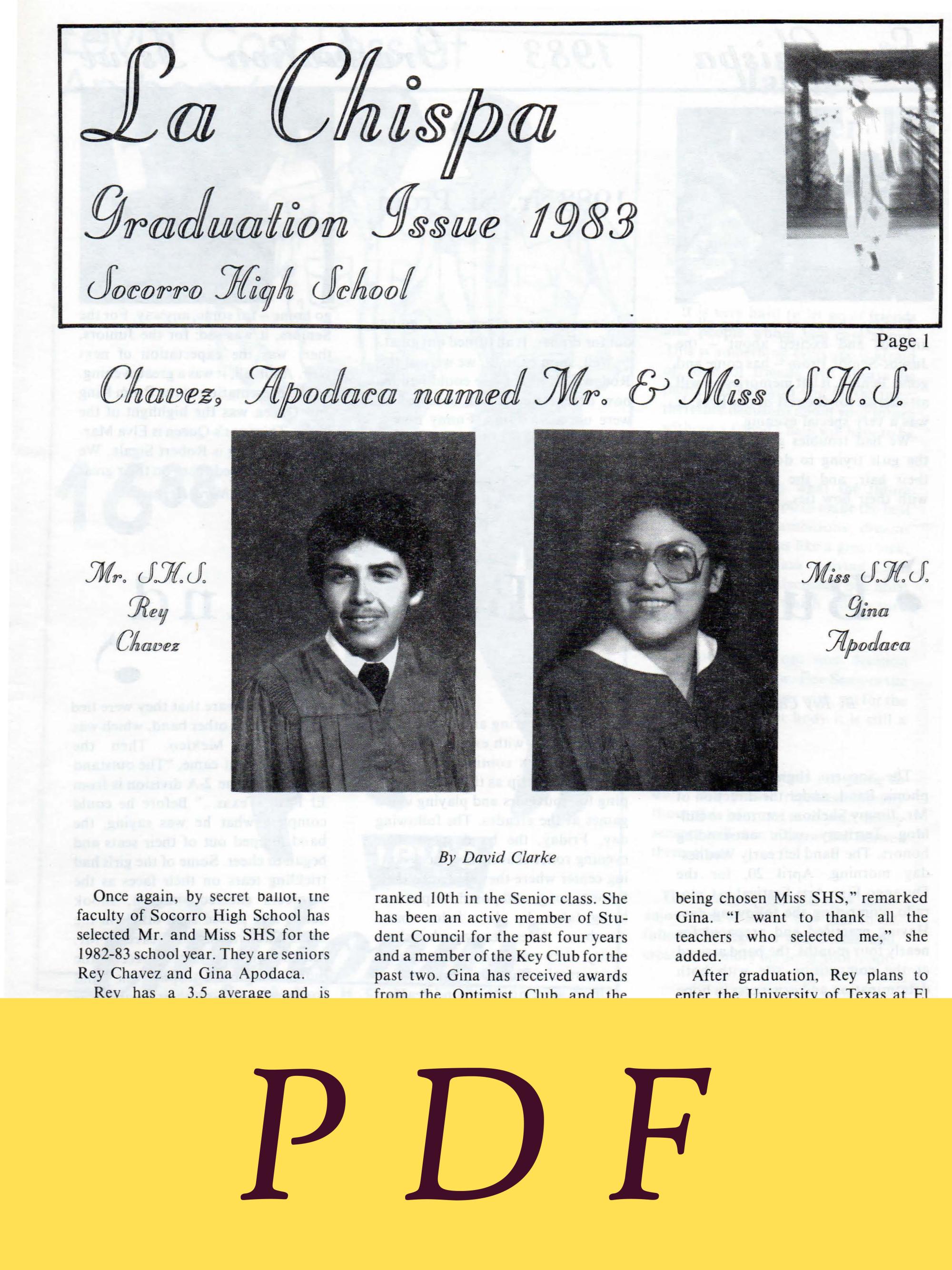 Socorro High School Texas (1979-1983) - La Chispa Socorro High School Graduation Issue
