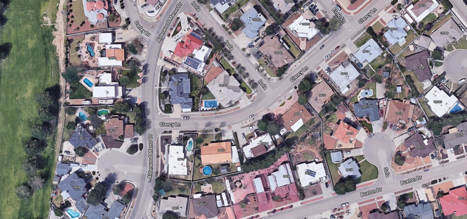 Horizon City - Satellite View Clancey Lane