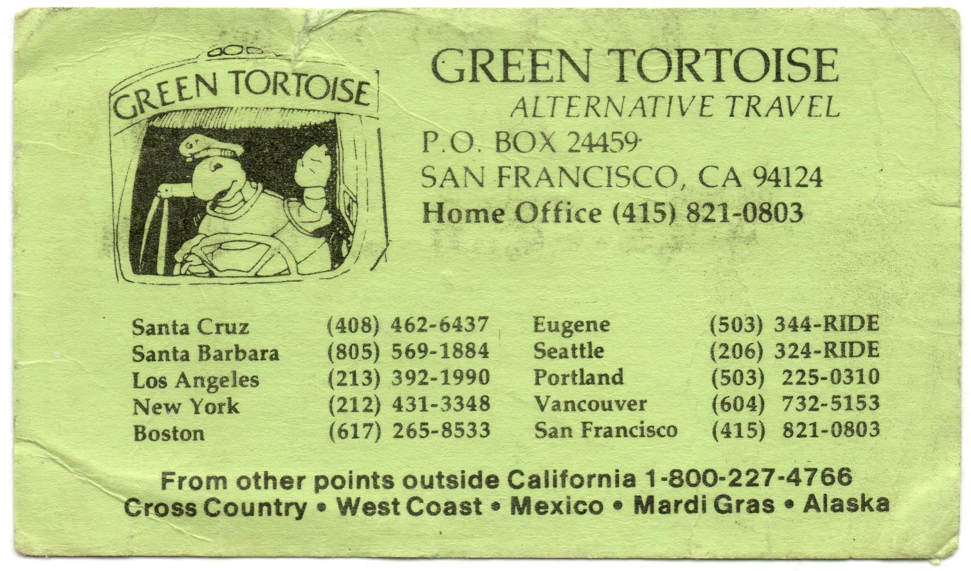 UT Austin - Bus Card Green Tortoise