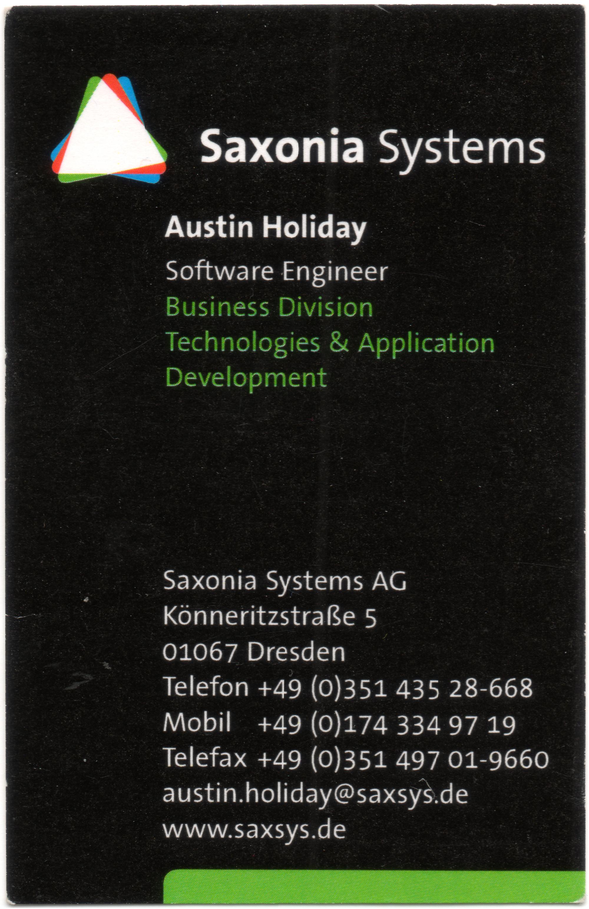 Working All Over - Bus Card Saxonia Systems