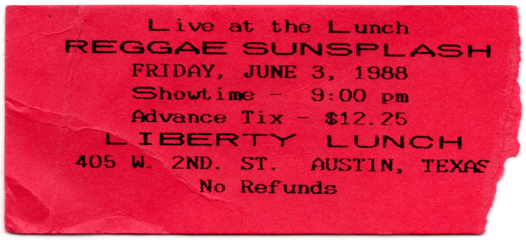 Music Memorabilia - Ticket Reggae Sunsplash
