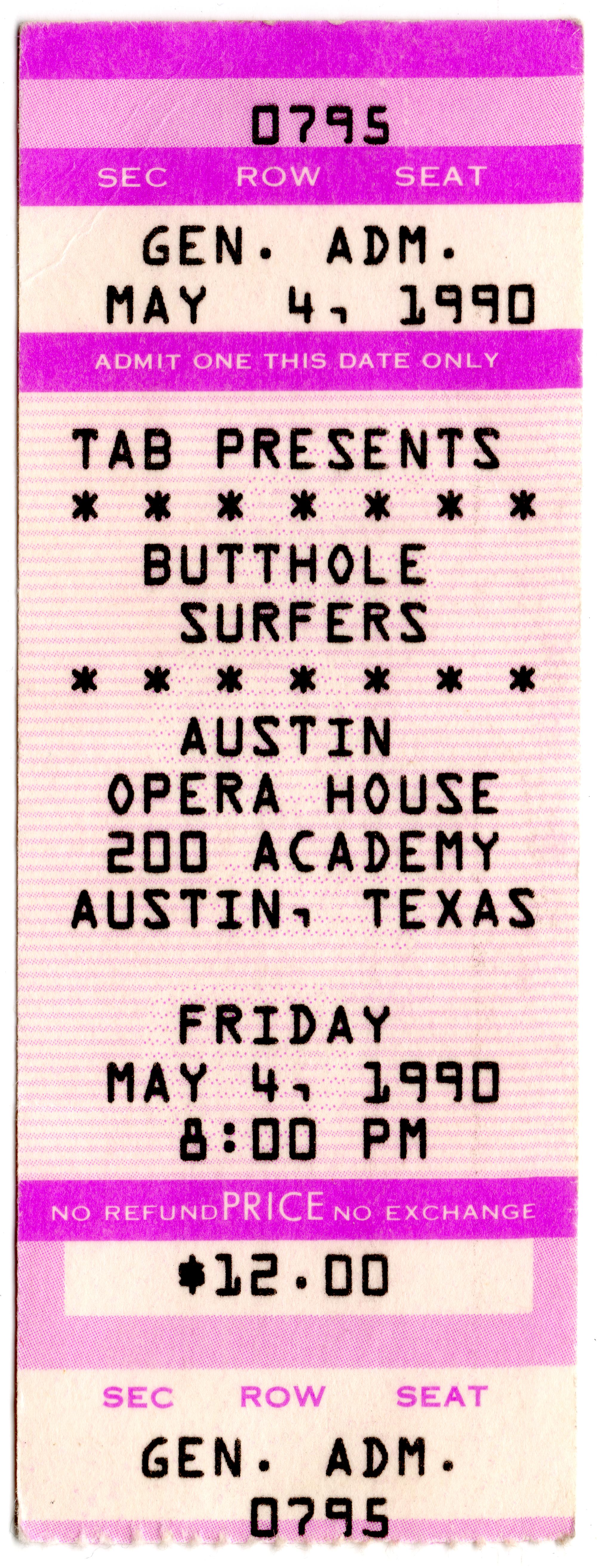 Music Memorabilia - Ticket Butthole Surfers
