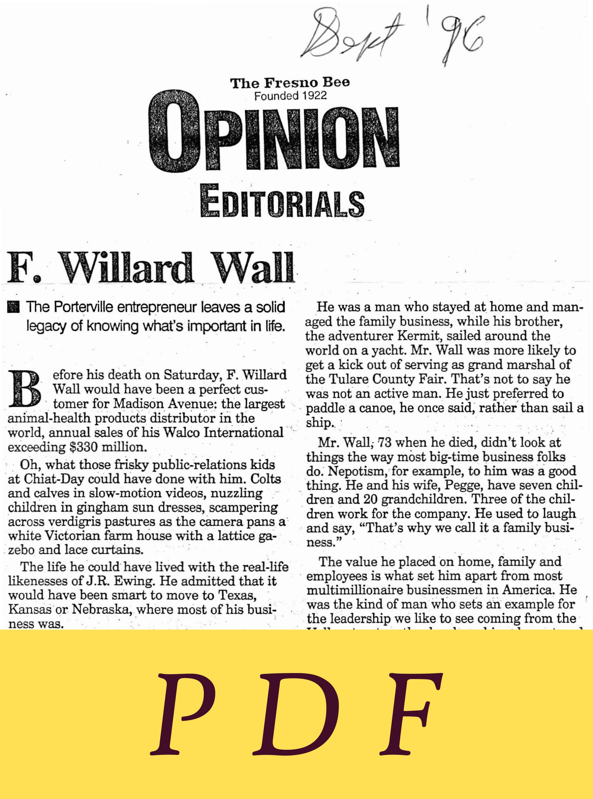 Walco (El Paso) - Willard Wall The Fresno Bee Opinion
