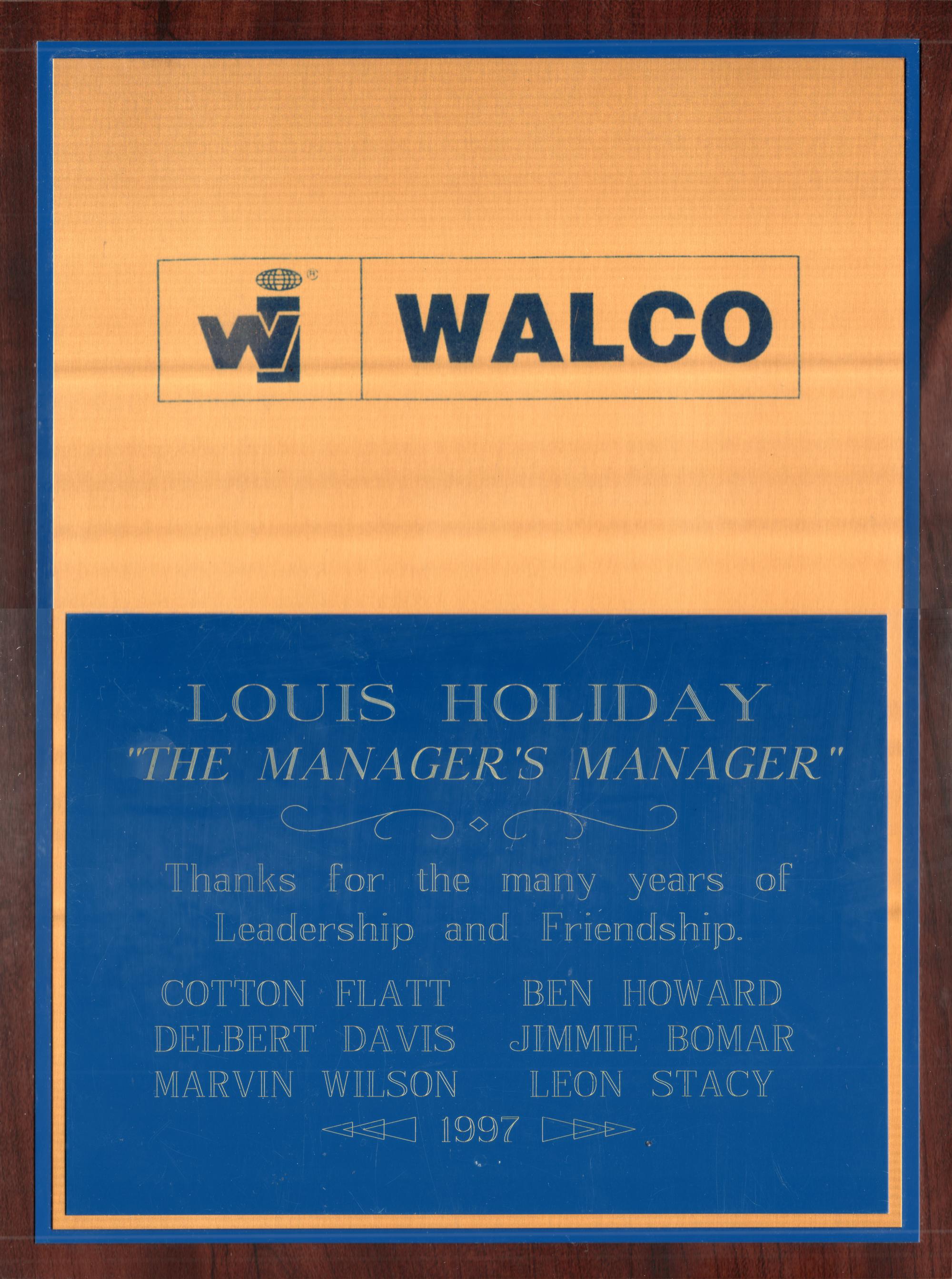 Walco (El Paso) - Louis Holiday Plaque